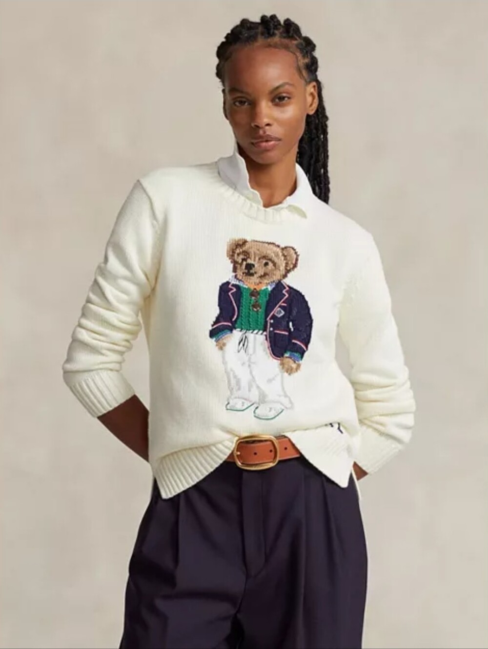 🐻 Polo Ralph Lauren Polo Bear Sweater Size Small Cream Knit Preppy Teddy RTR - Picture 4 of 13